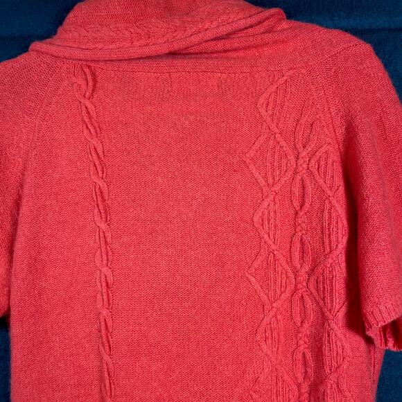 Anthropologie Sleeping on Snow Womens Sweater Orange V Neck Cable Knit Wool XL - Picture 11 of 13